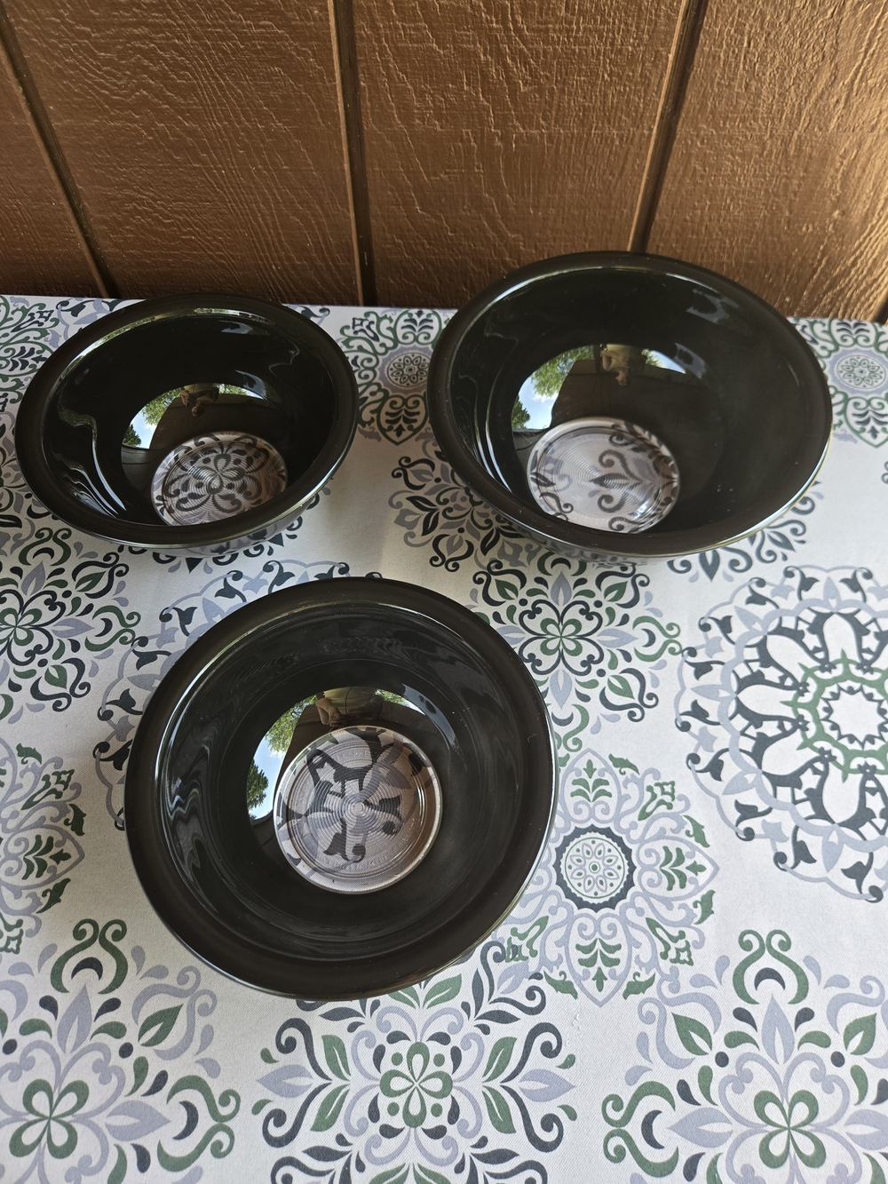 Pyrex Black Clear Bottom Set of 3 Mixing Bowls